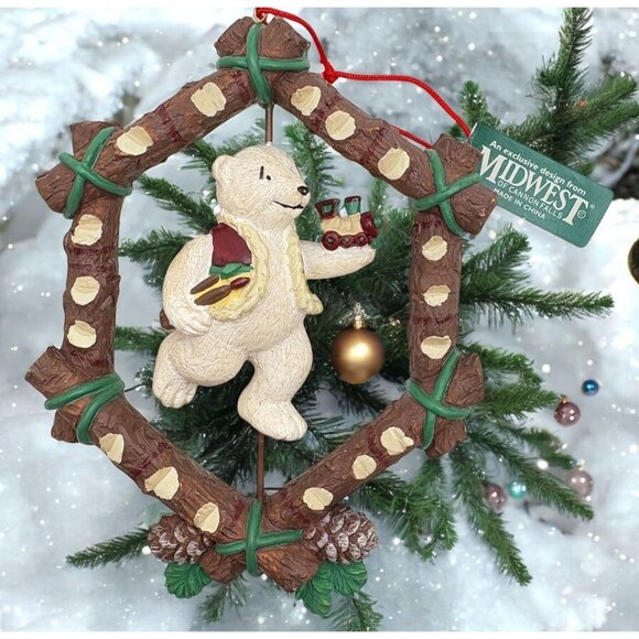 Midwest Of Cannon Falls Polar Bear Christmas Tree Ornament Artist Painter Spins - Picture 1 of 6